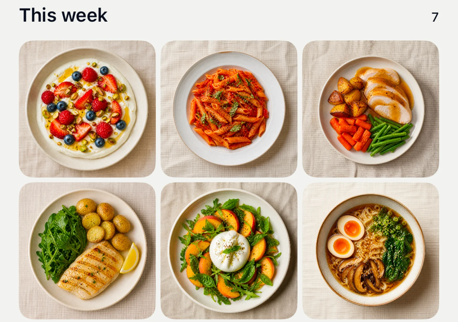 Plate diary with a grid of food photos